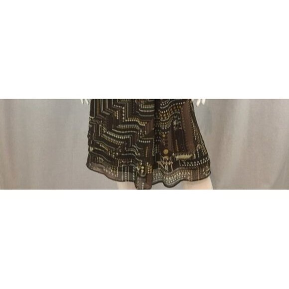 J.Jill Brown Geometric Print Short-Sleeve V-Neck Dress w Gathered Waist SZ 22W - Picture 11 of 11